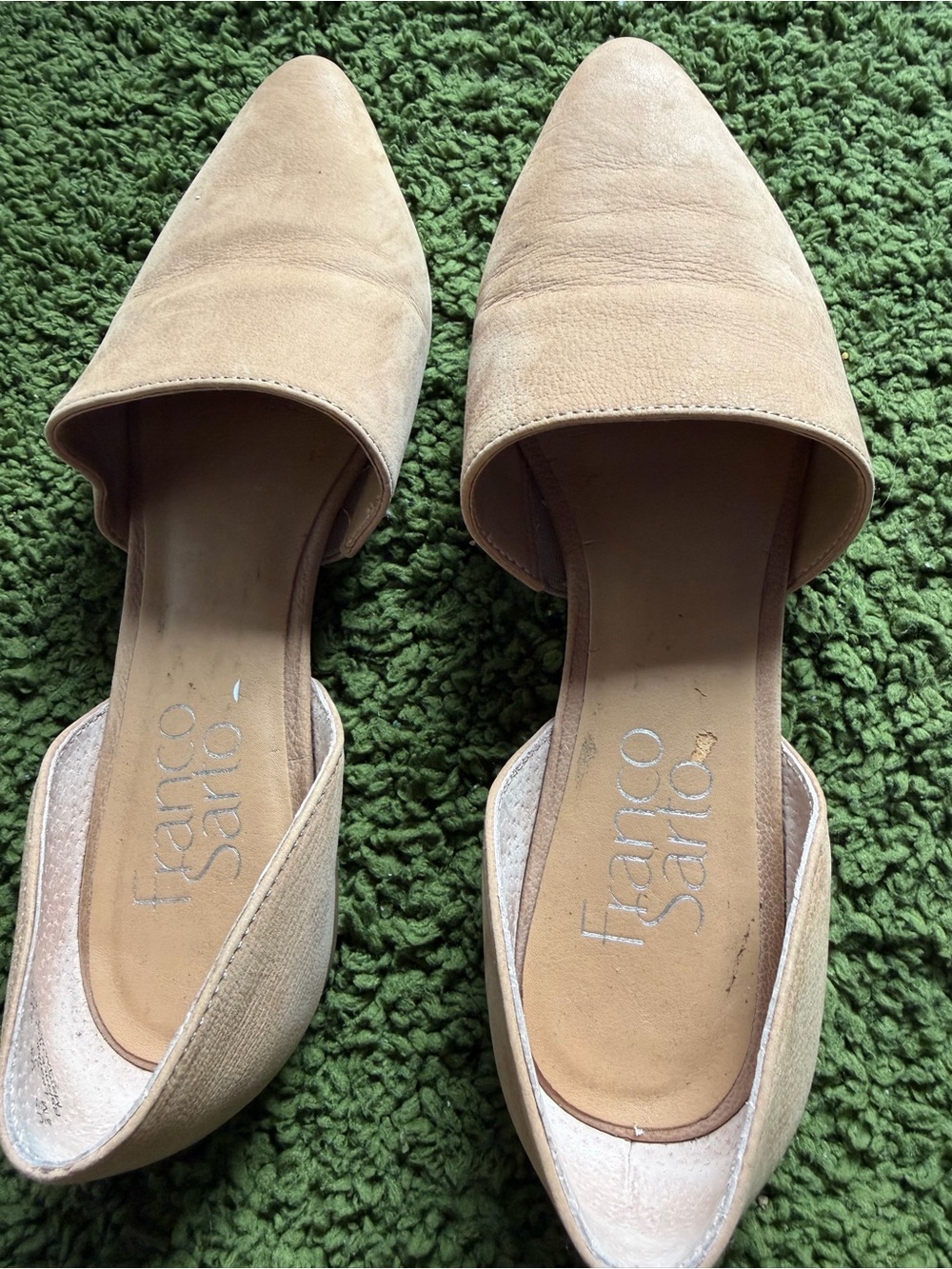 Franco Sarto Nude Pointed-Toe Slip-On Mules